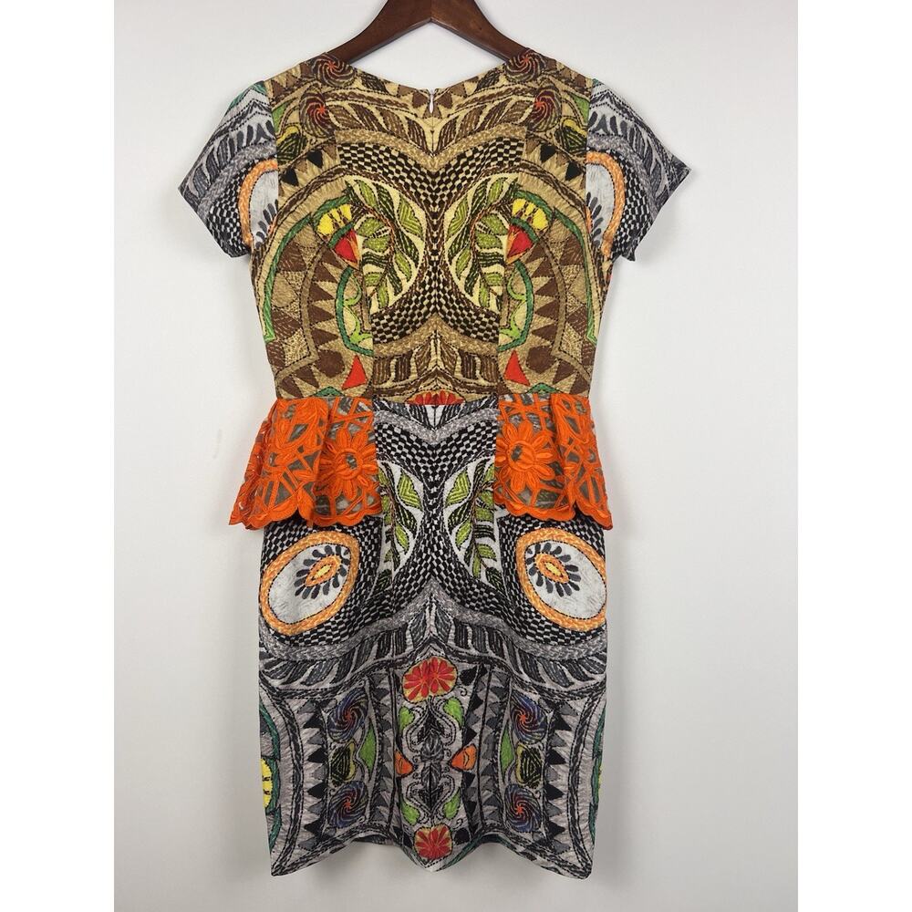 Hemant & Nandita Embroidered SZ 2 Peplum Dress Boho Artsy Multicolor - Picture 4 of 13